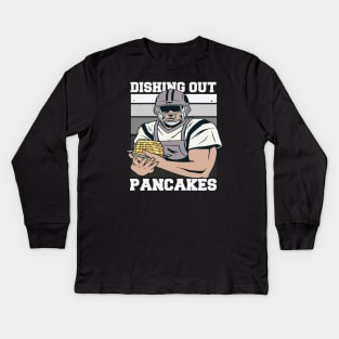 Offensive Lineman Dishing Out Pancakes // Funny Football O Line Meme Kids Long Sleeve T-Shirt